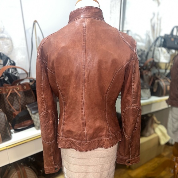 Vintage LULU BRAVO Leather Motorcycle Jacket Brown Vtg - Picture 3 of 11